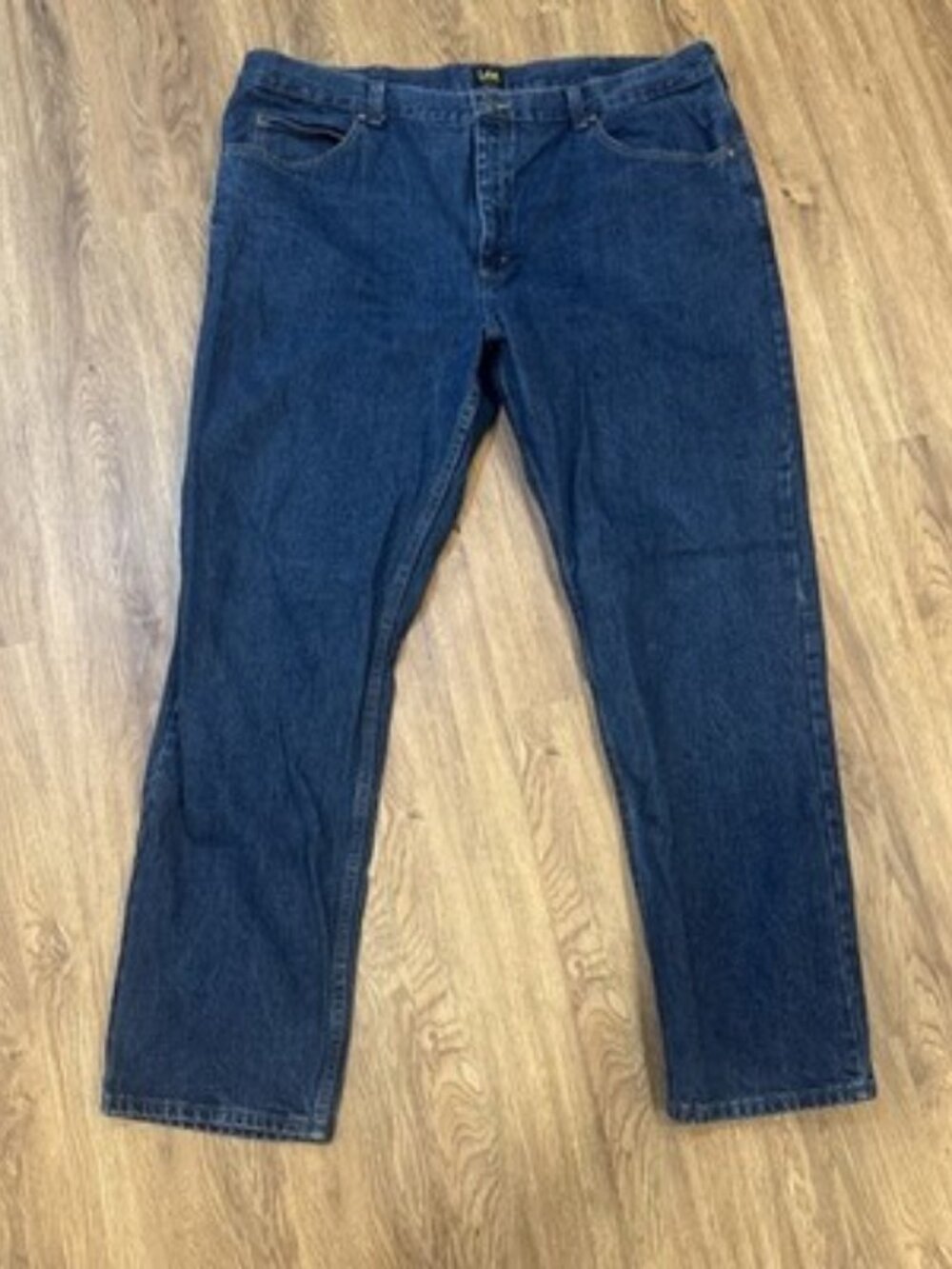 Lee Men's Regular Fit Jeans Dark Blue Denim 46x34 Straight Leg Classic Cotton